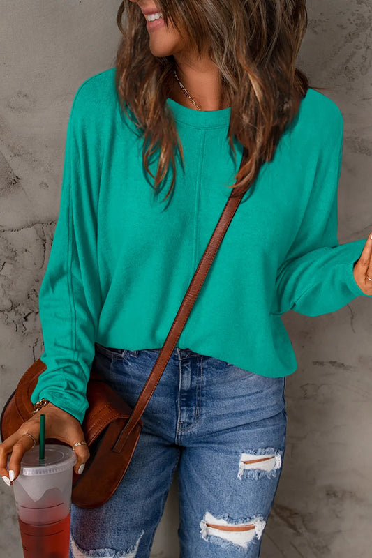 Image of Double Take Full Size Round Neck Long Sleeve T-Shirt | Queeble.shop