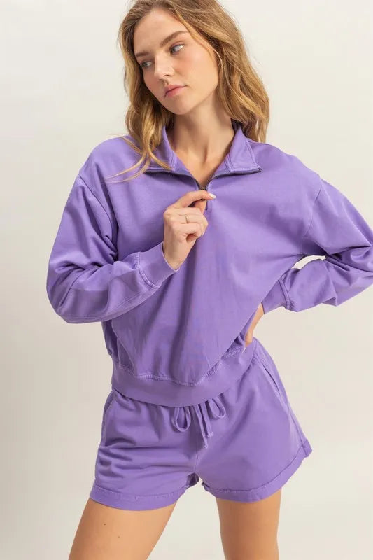 Image of HYFVE Quarter Zip Drop Shoulder Sweatshirt | Queeble.shop
