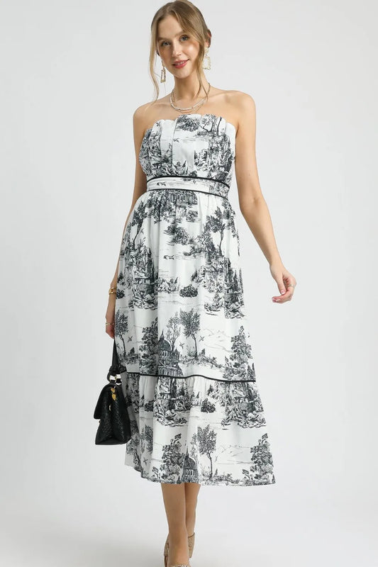 Image of Umgee Printed Tiered Tube Midi Dress | Queeble.shop