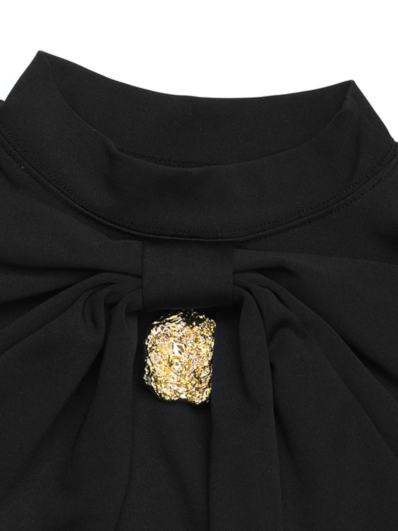 Image of Decorative Button Mock Neck Long Sleeve Mini Dress | Queeble.shop