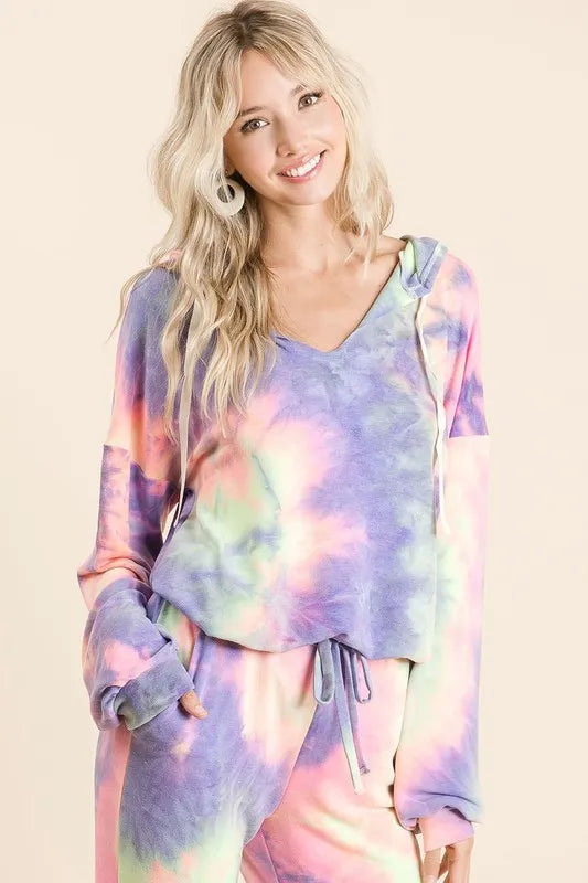 Image of BiBi Tie Dye French Terry Top and Bottom Set | Queeble.shop