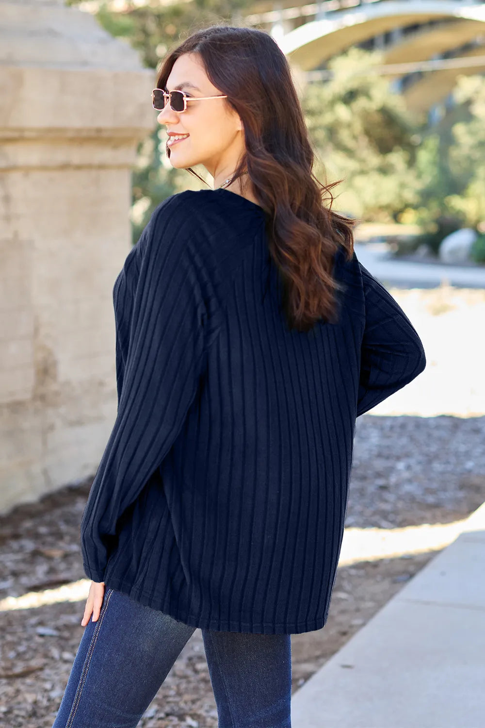 Image of Basic Bae Full Size Ribbed Round Neck Long Sleeve Knit Top | Queeble.shop