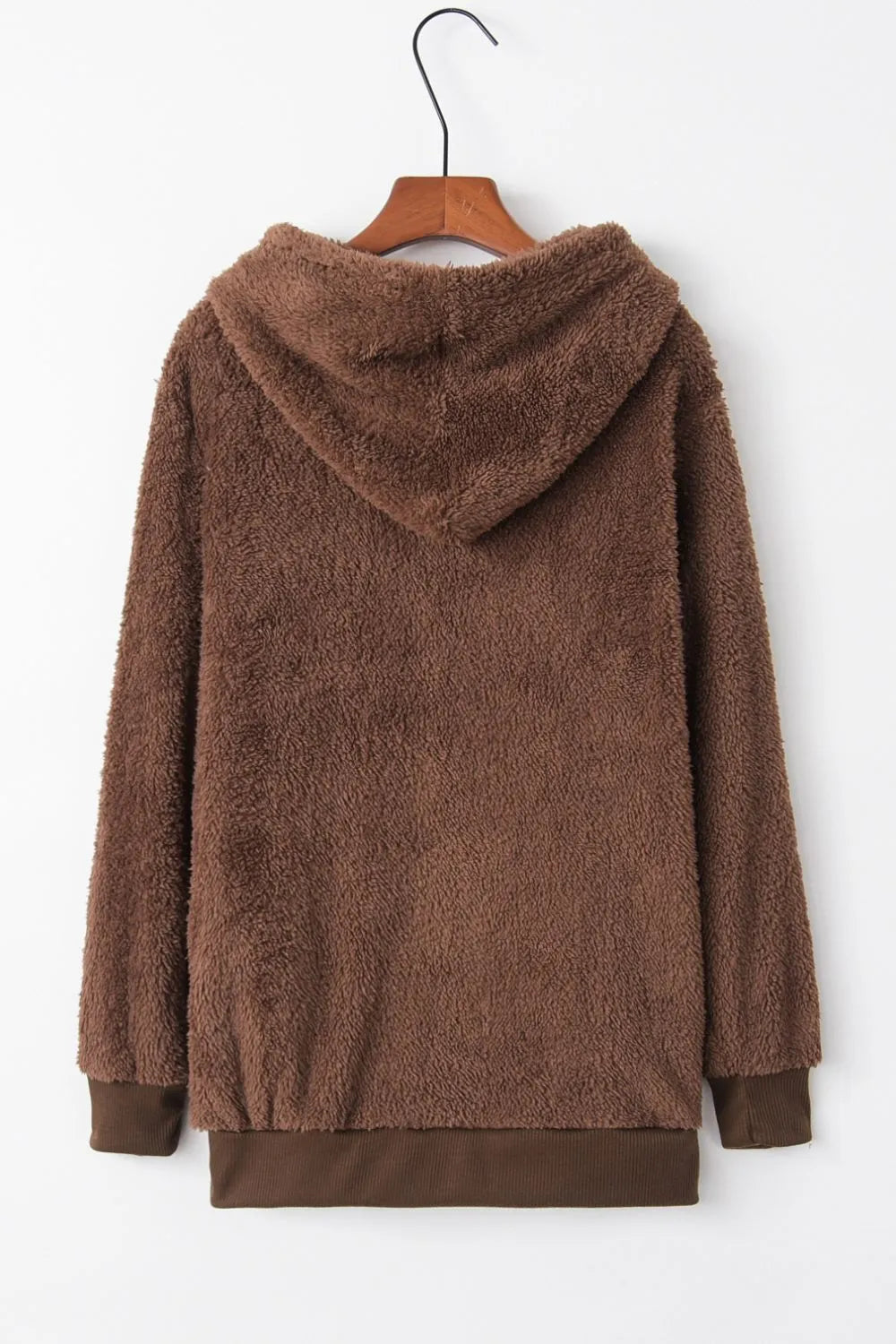 Image of Full Size Quarter-Zip Drawstring Teddy Hoodie | Queeble.shop
