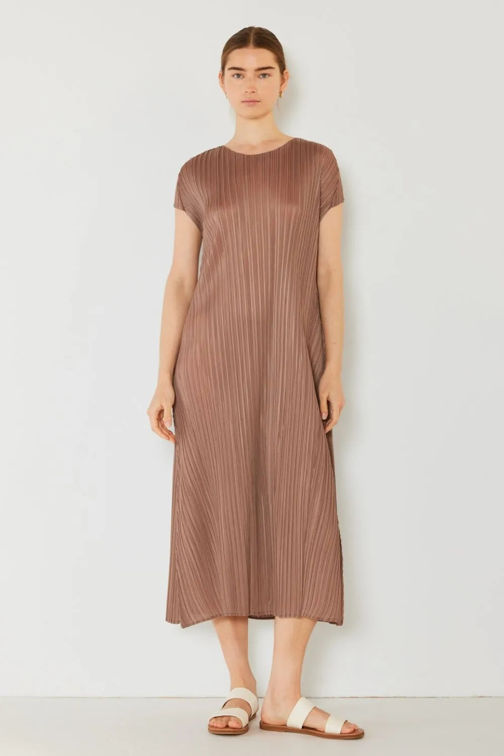 Image of Marina West Swim Pleated Cap Sleeve A-Line Dress | Queeble.shop