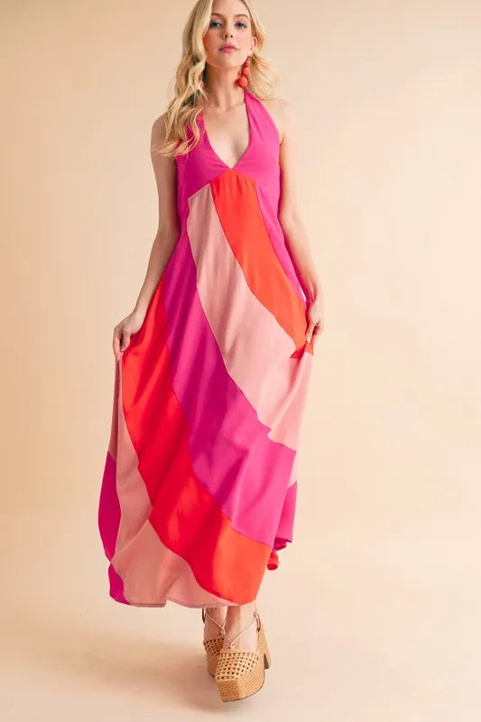 Image of Aemi+Co Color Block Sleeveless Maxi Dress | Queeble.shop