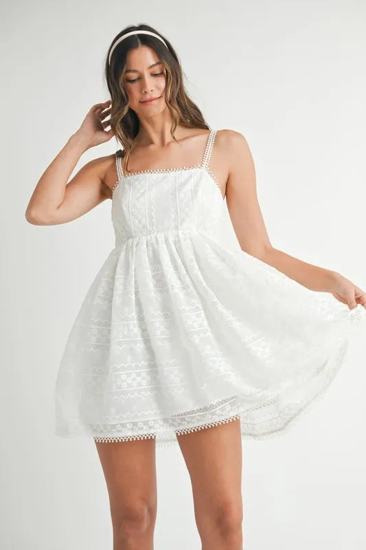 Image of MABLE Eyelet Lace Babydoll Mini Cami Dress | Queeble.shop
