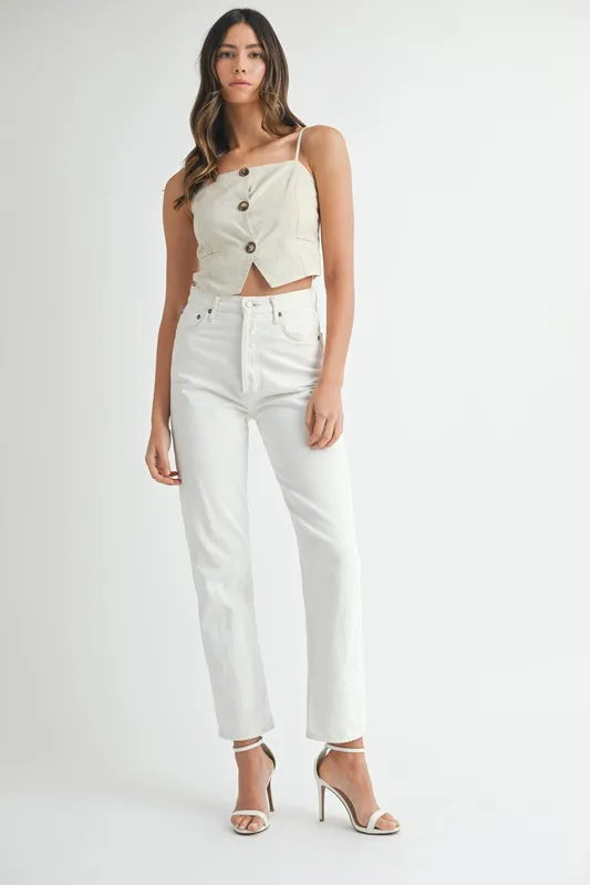 Image of MABLE Linen Mix Button Down Tank Top | Queeble.shop