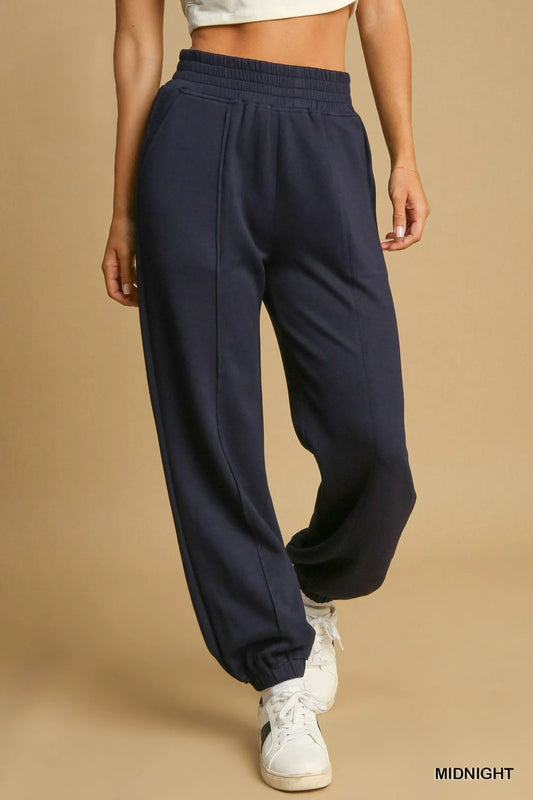 Image of Umgee Drawstring Jogger Pants with Front Seam Detail | Queeble.shop