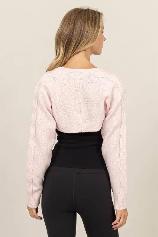 Image of HYFVE Cable-Knit Tie-Front Shrug | Queeble.shop