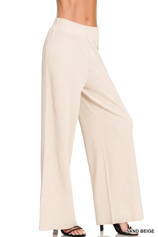Image of Zenana Viscose Ribbed Sweater Pants | Queeble.shop