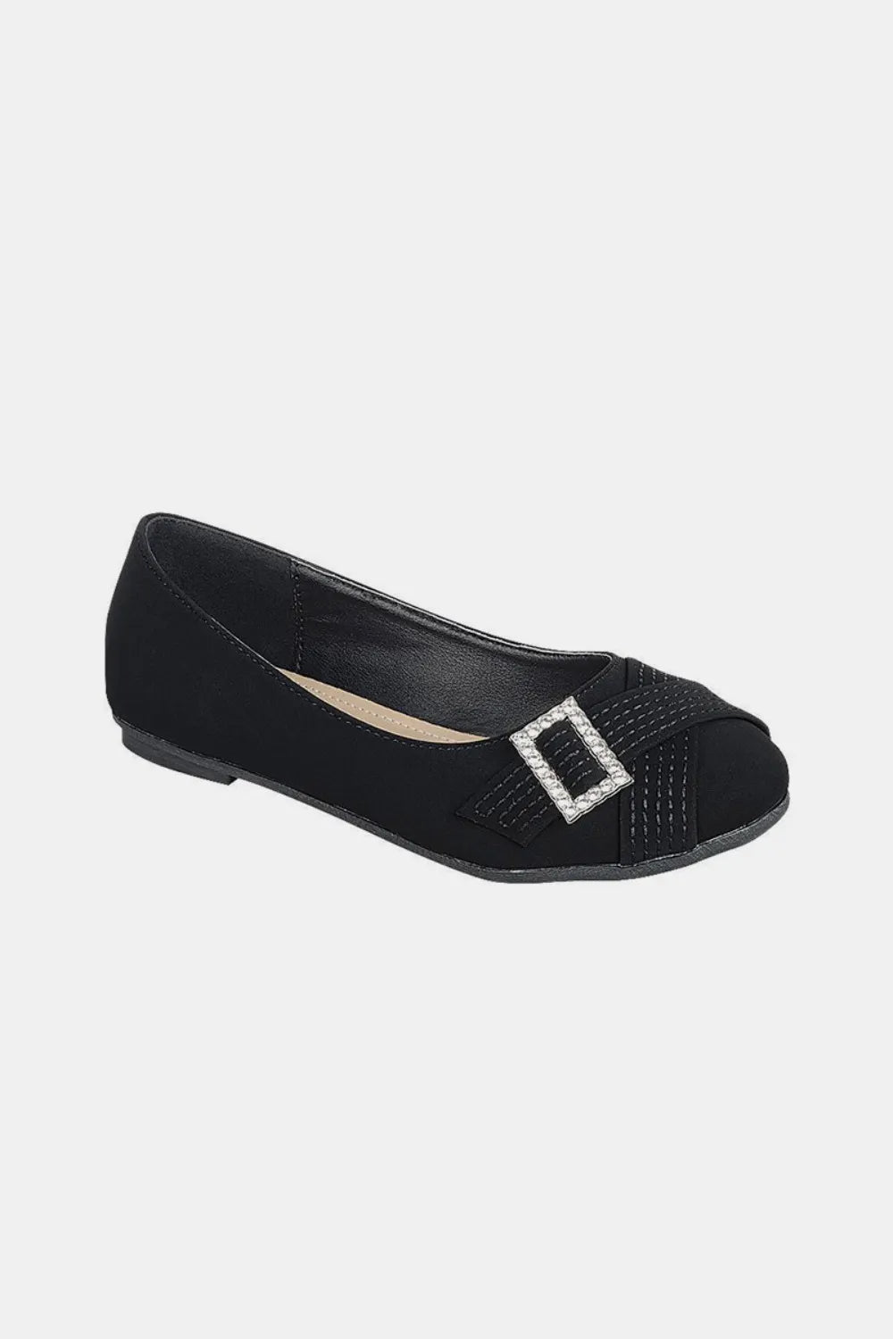Image of Forever Link Slip On Rhinestone Buckle Ballet Flats | Queeble.shop