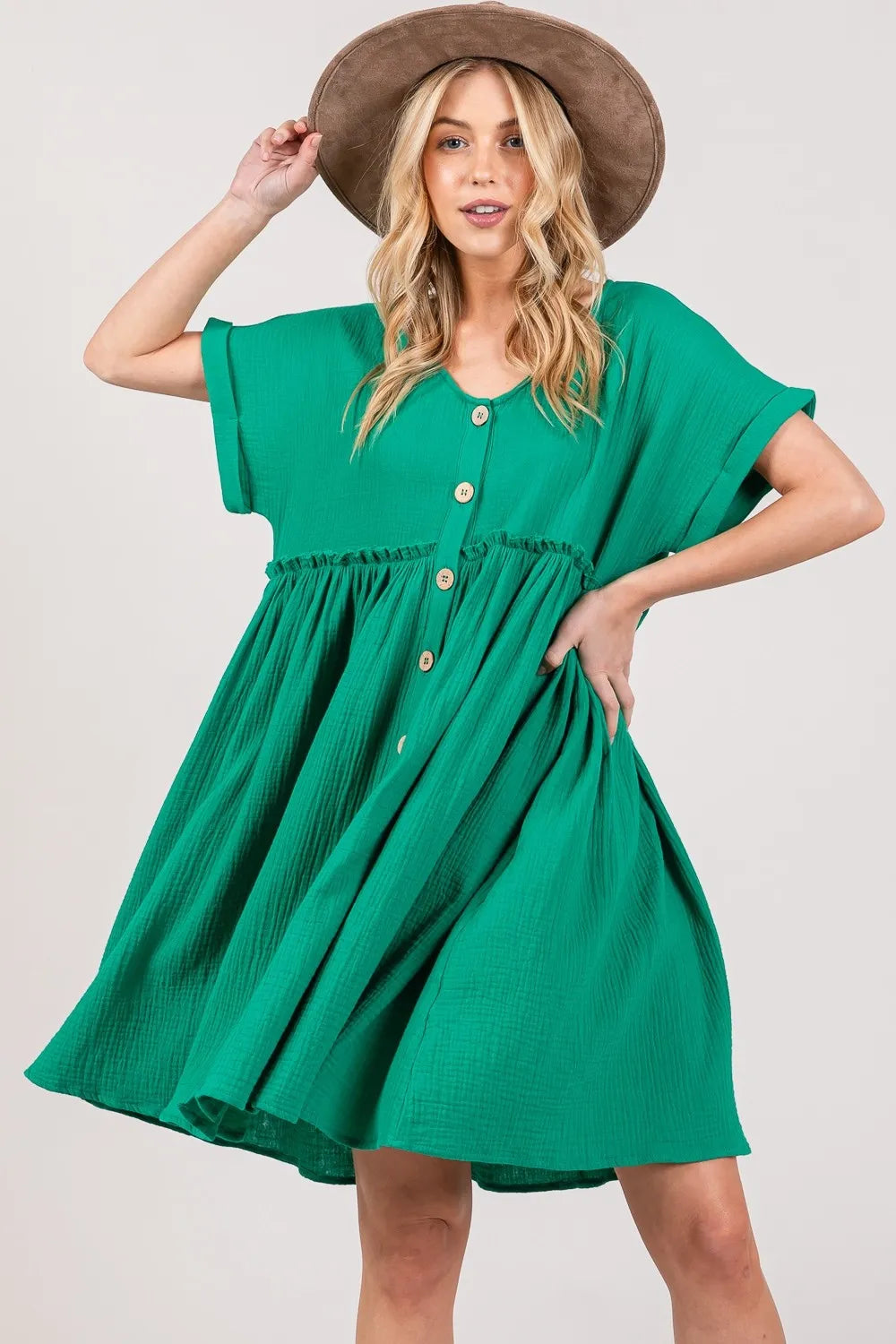 Image of SAGE + FIG Full Size Button Up Short Sleeve Dress | Queeble.shop