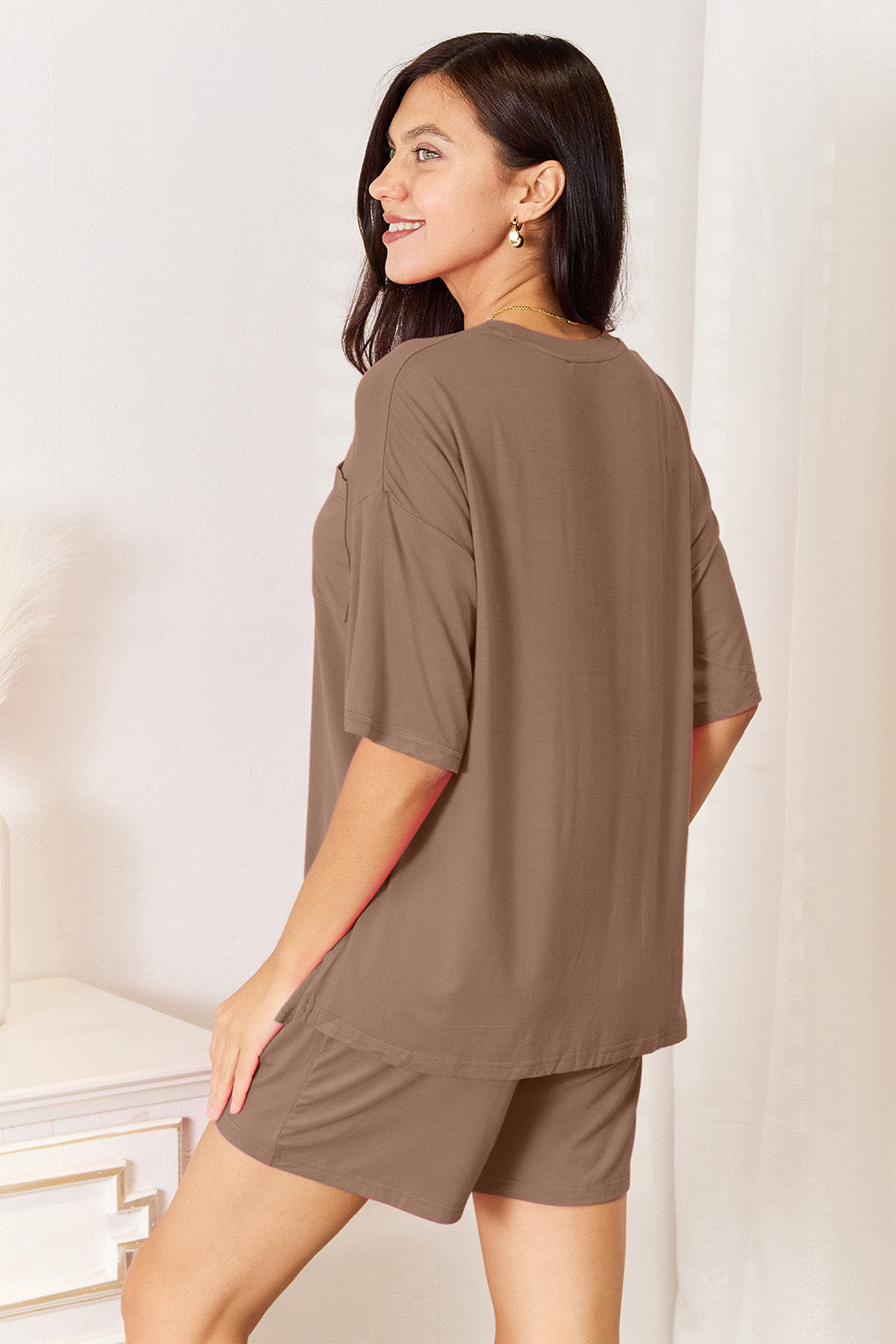 Image of Basic Bae Full Size Soft Rayon Half Sleeve Top and Shorts Set | Queeble.shop