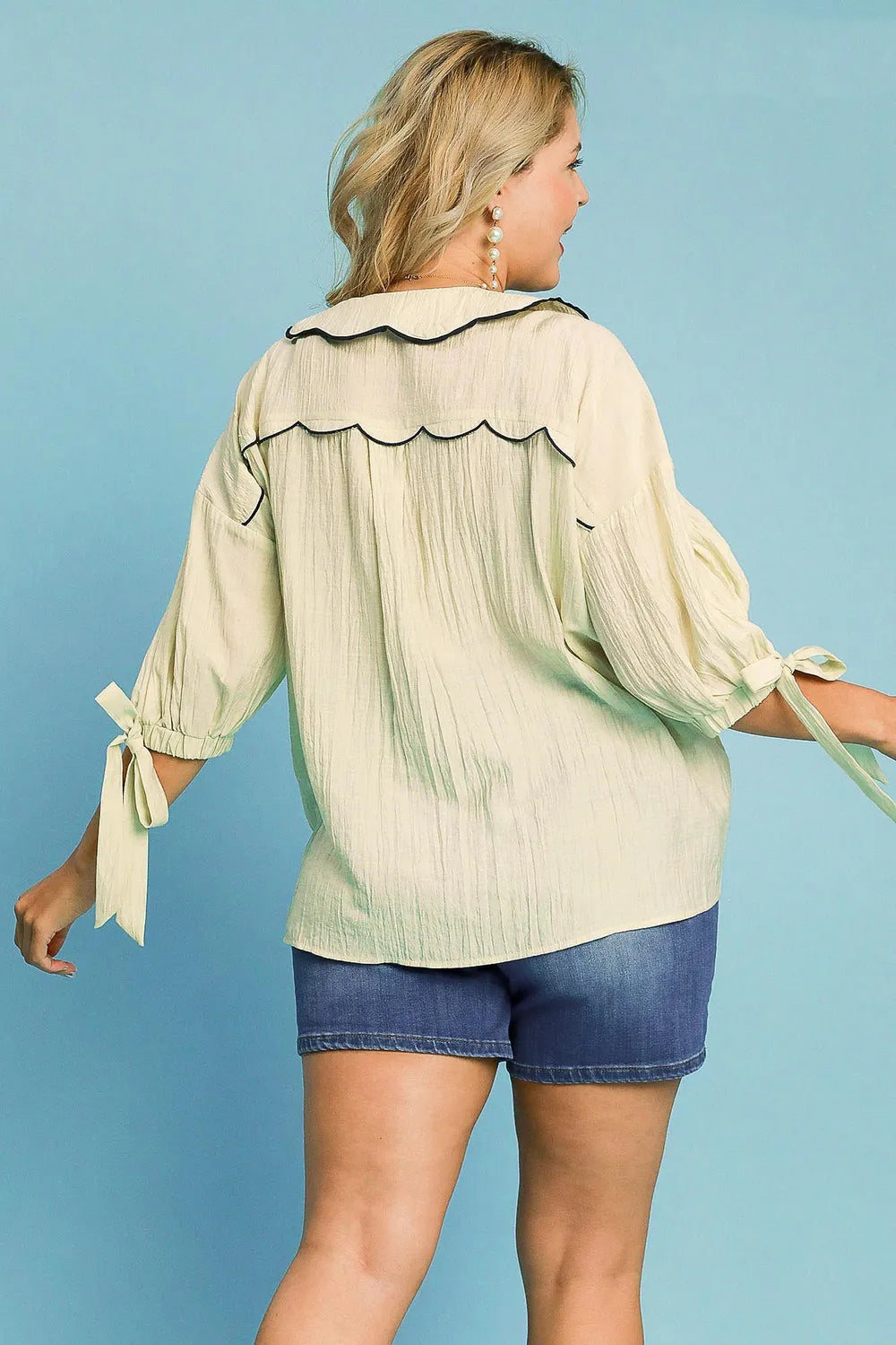 Image of Umgee Full Size Embroidered Detail Button Down Shirt Plus Size | Queeble.shop