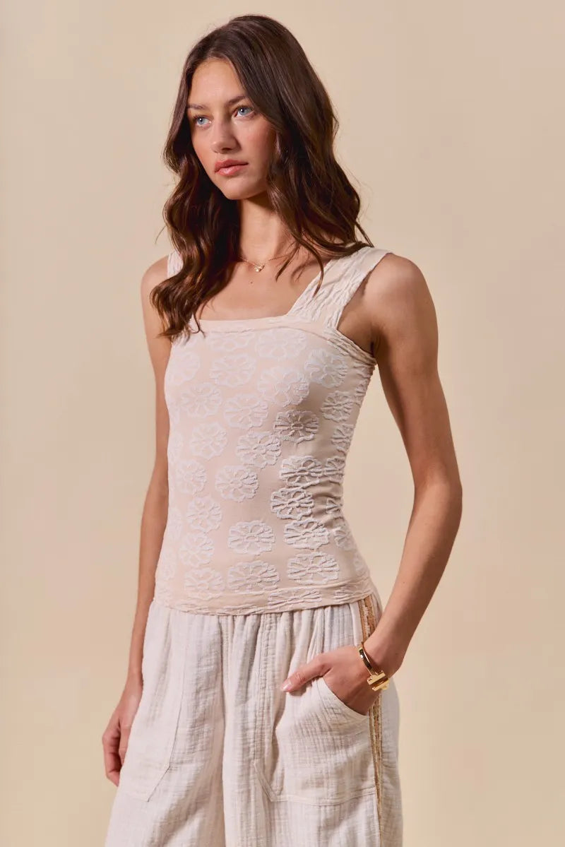 Image of SO ME Two Tone Floral Seamless Tank Top | Queeble.shop