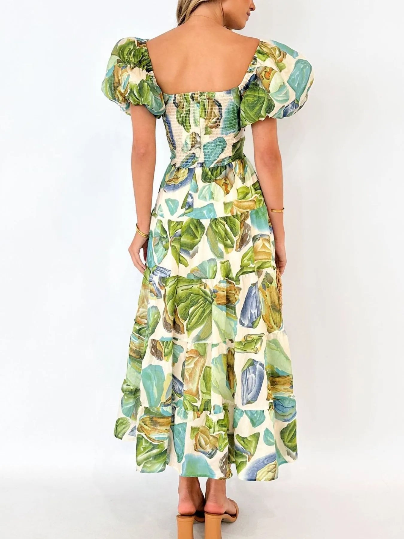 Image of Off-Shoulder Floral Tiered Dress with Ruffle Details | Queeble.shop