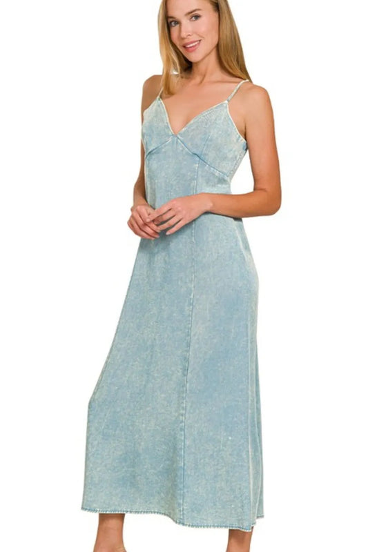 Image of Zenana Tencel Mineral Washed Maxi Dress | Queeble.shop