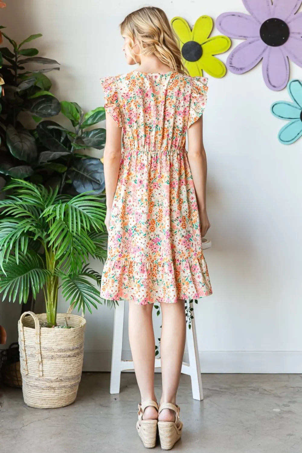 Image of Heimish Full Size Floral Ruffled V-Neck Dress | Queeble.shop