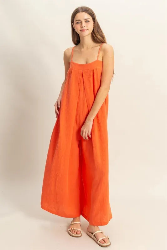 Image of HYFVE Double Gauze Super Flowy Cami Jumpsuit | Queeble.shop