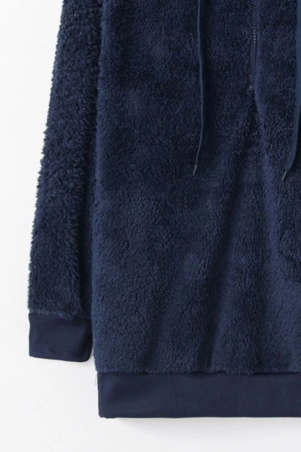 Image of Full Size Quarter-Zip Drawstring Teddy Hoodie | Queeble.shop