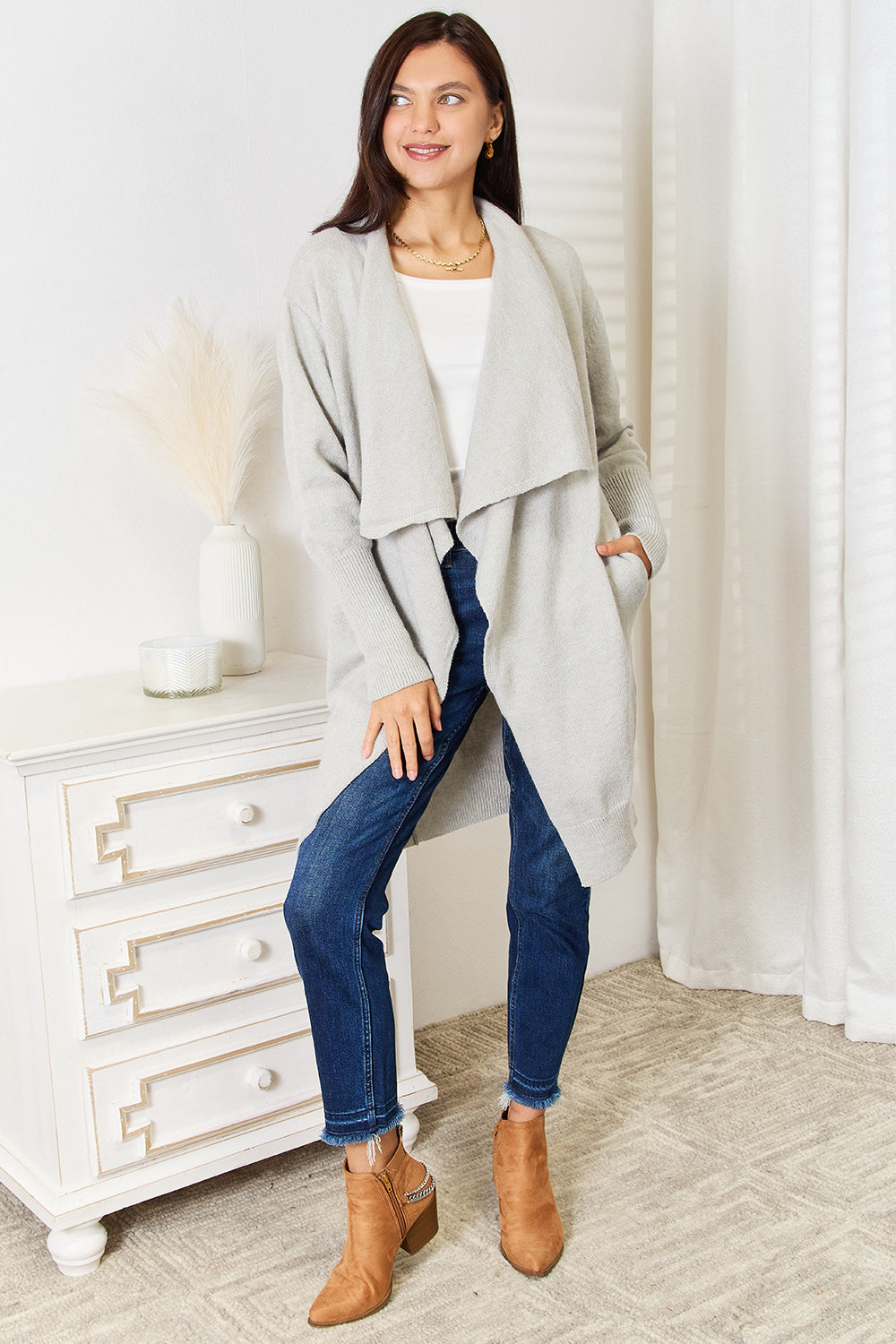 Image of Angel Wings Open Front Duster Cardigan with Pockets | Queeble.shop