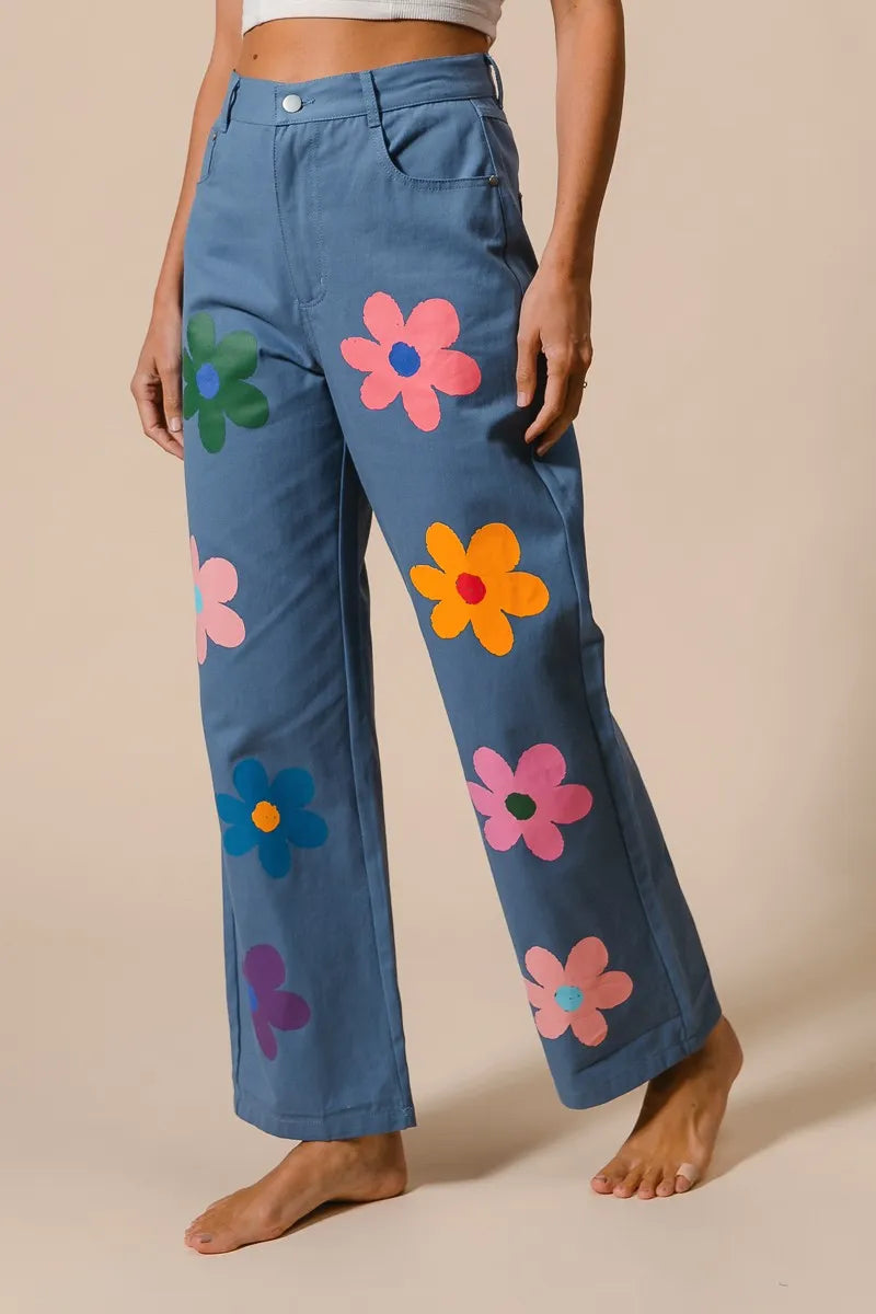 Image of BiBi Flower Print Straight Legs Pants | Queeble.shop