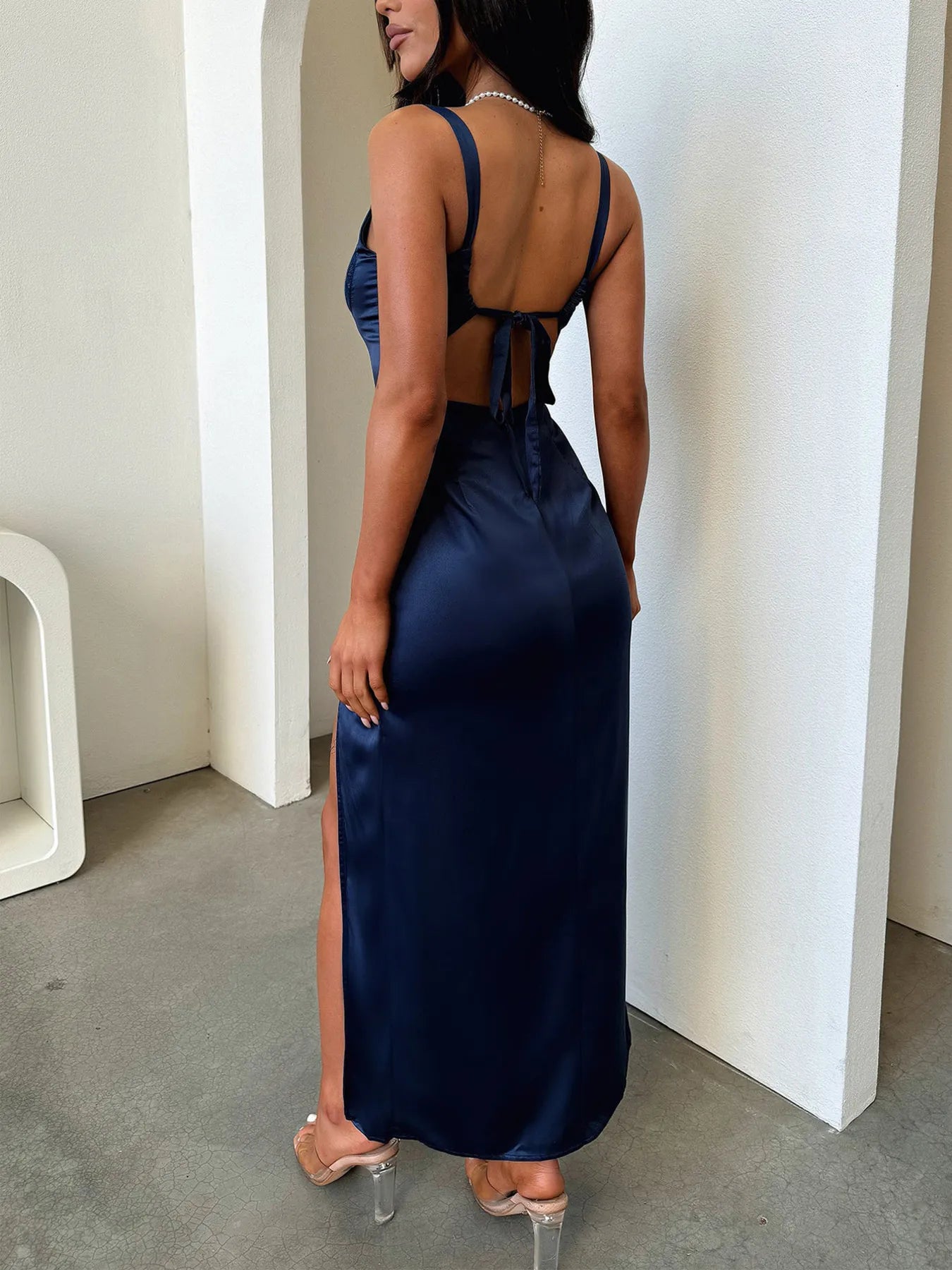 Image of Split Lace Detail Cami Dress | Queeble.shop