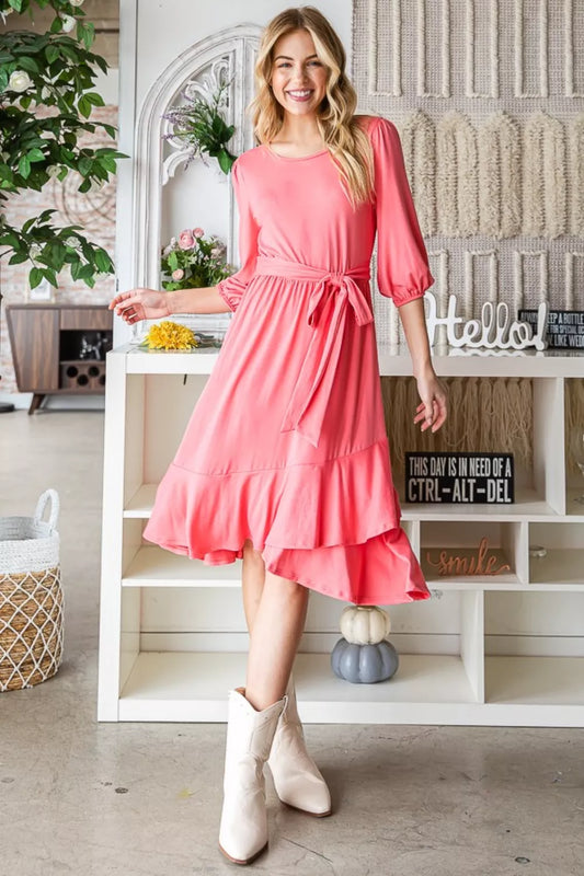 Image of Reborn J Tie Front Ruffle Hem Dress | Queeble.shop