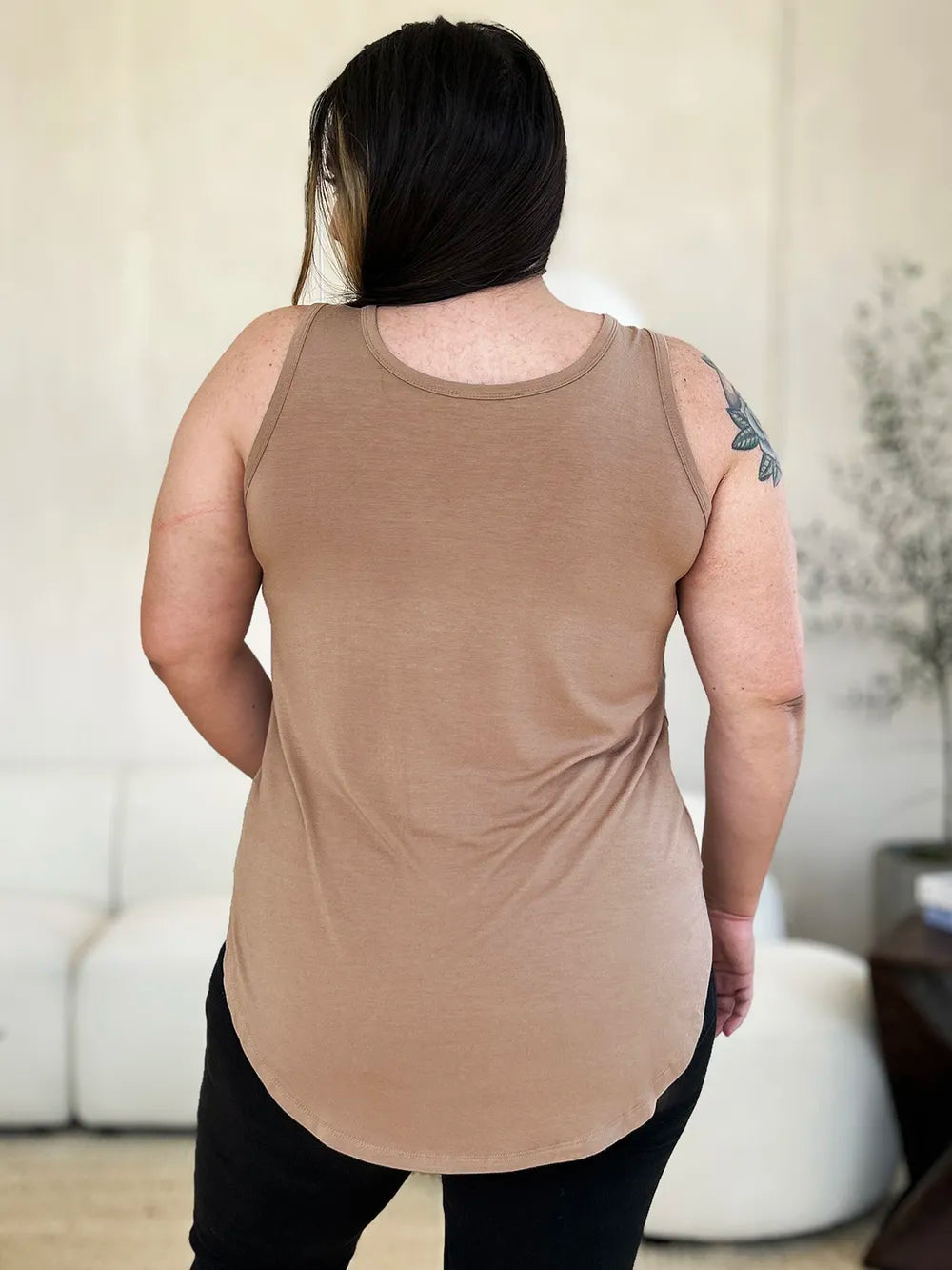 Image of Basic Bae Full Size Round Neck Curved Hem Tank | Queeble.shop