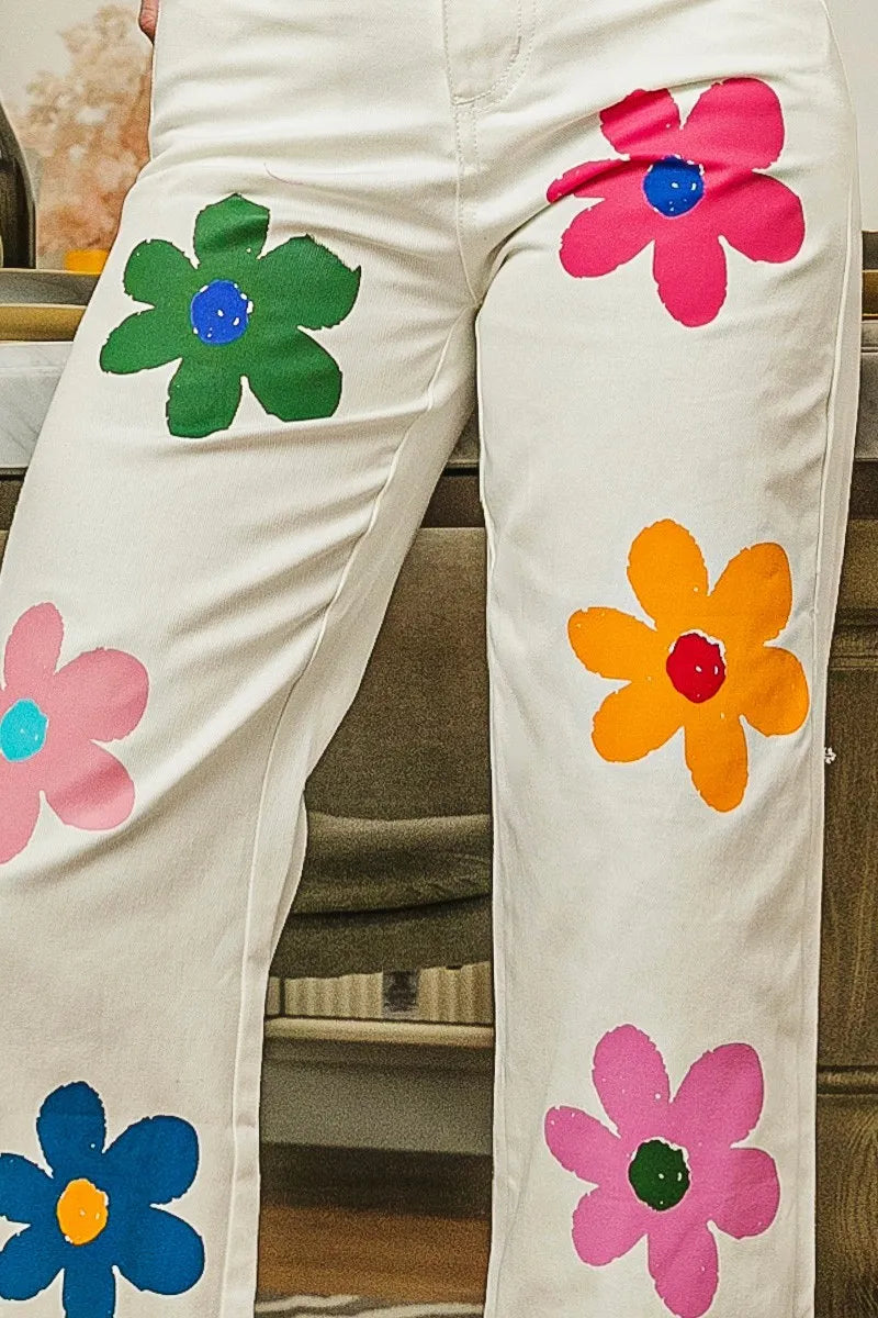 Image of BiBi Flower Print Straight Legs Pants | Queeble.shop
