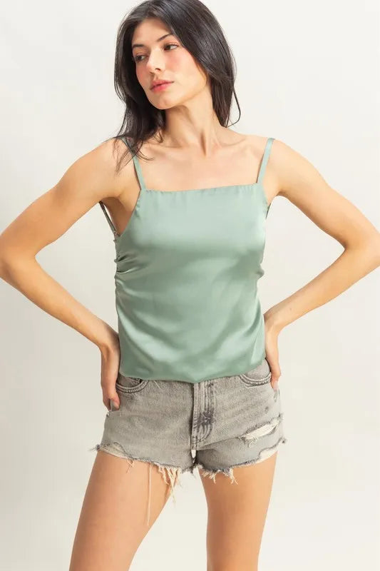 Image of HYFVE Satin Back Tie Detail Cami | Queeble.shop
