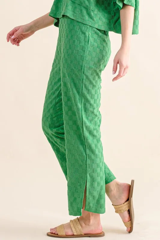 Image of And The Why Brushed Texture Checker Board Pattern Casual Pants | Queeble.shop