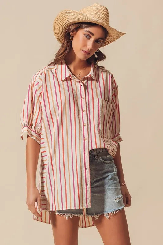 Image of SO ME Multicolored Stripe Button Down Shirt | Queeble.shop