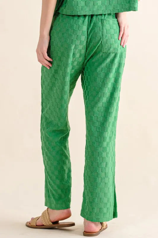 Image of And The Why Brushed Texture Checker Board Pattern Casual Pants | Queeble.shop