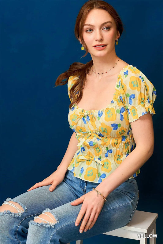 Image of Umgee Floral Smocked Peplum Blouse | Queeble.shop