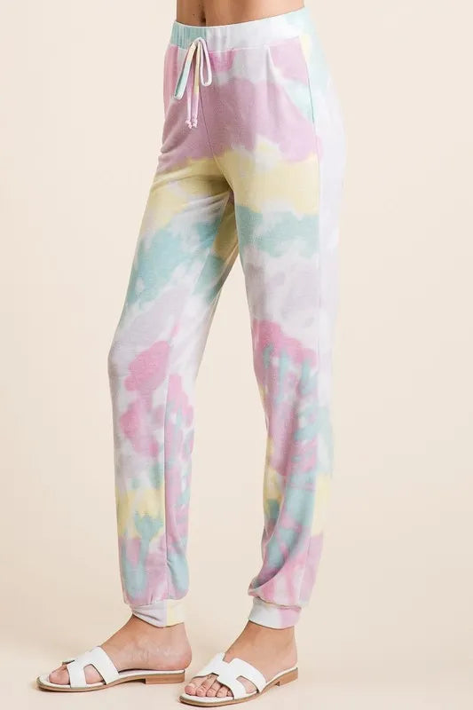Image of BiBi Tie Dye French Terry Casual Pants | Queeble.shop