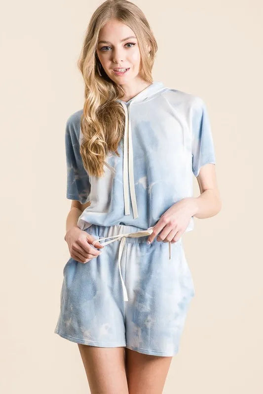 Image of BiBi Tie Dye French Terry Hoodie Top and Bottom Set | Queeble.shop