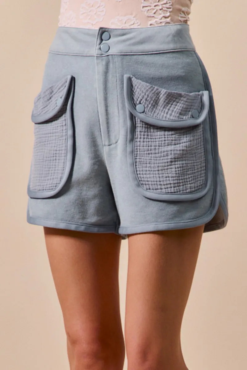 Image of SO ME Mineral Washed Terry High Rise Cargo Shorts | Queeble.shop
