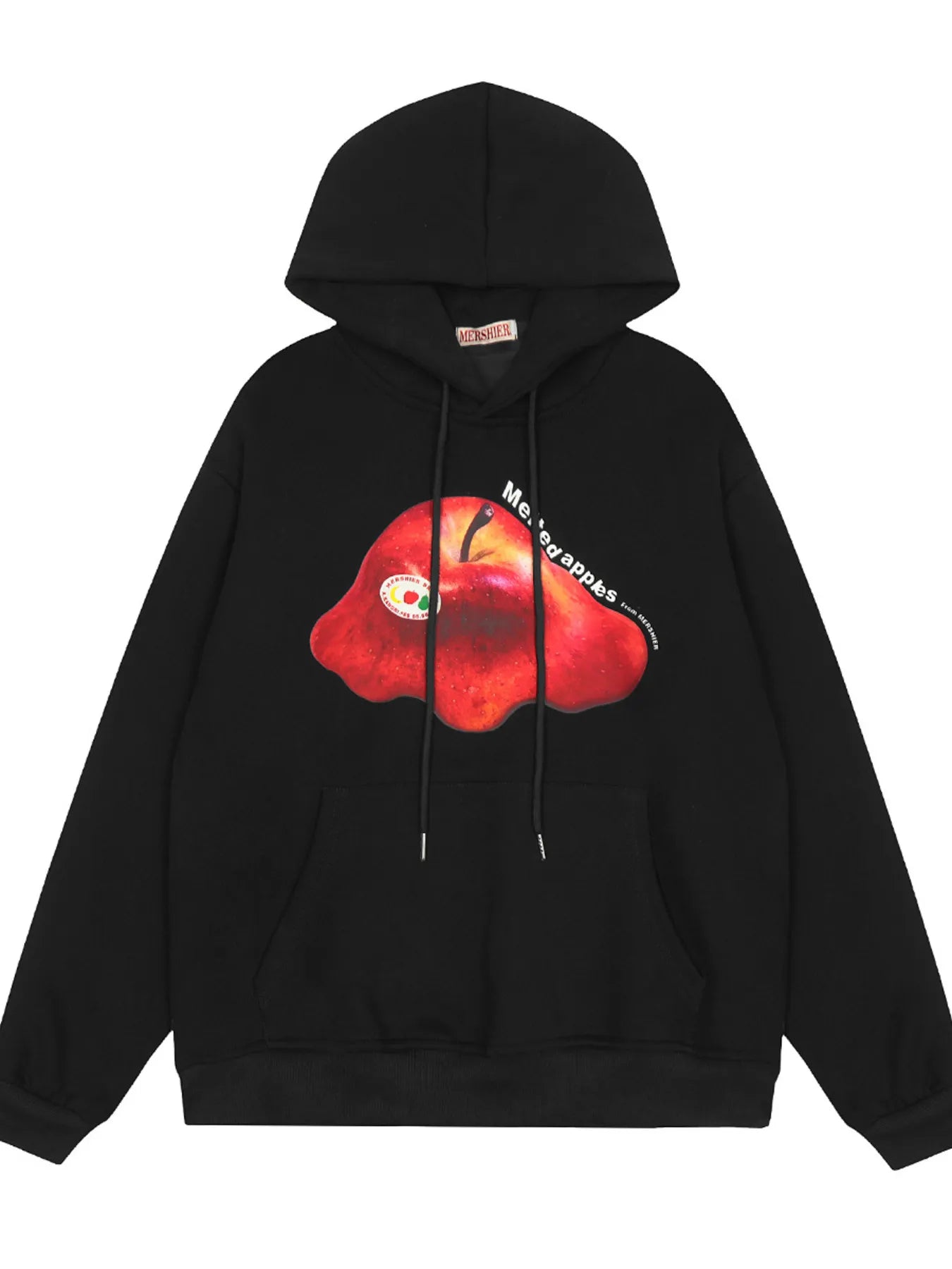 Image of Men's Apple Graphic Drawstring Kangaroo Pocket Hoodie | Queeble.shop