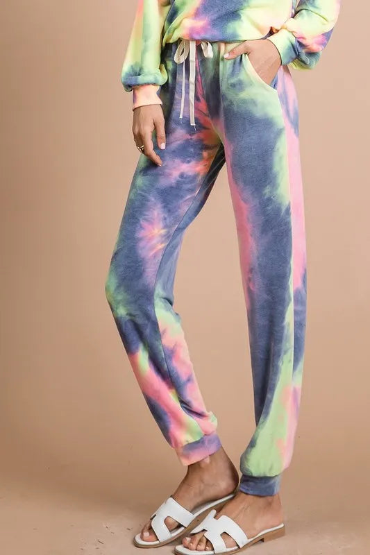 Image of BiBi Tie Dye French Terry Casual Pants | Queeble.shop