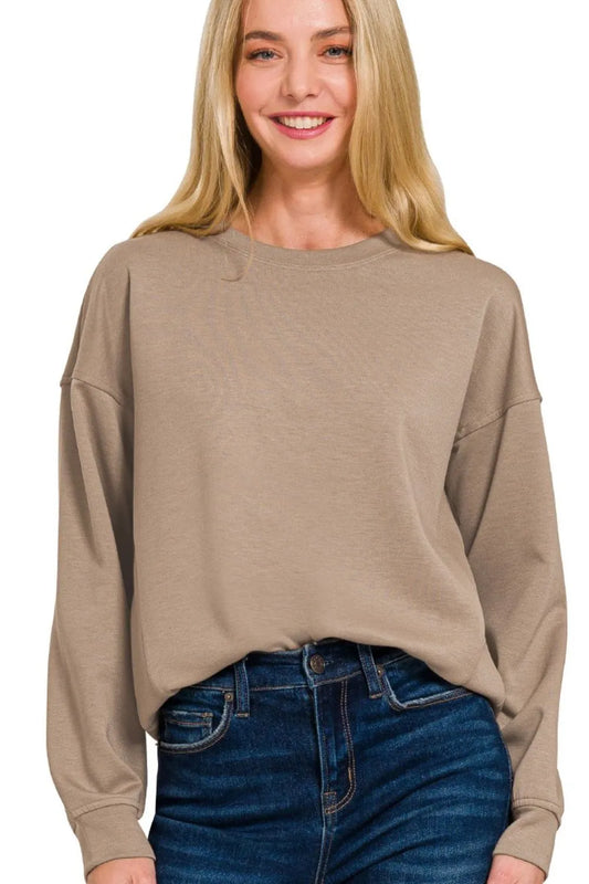 Image of Zenana Scuba Round-neck Sweatshirts | Queeble.shop