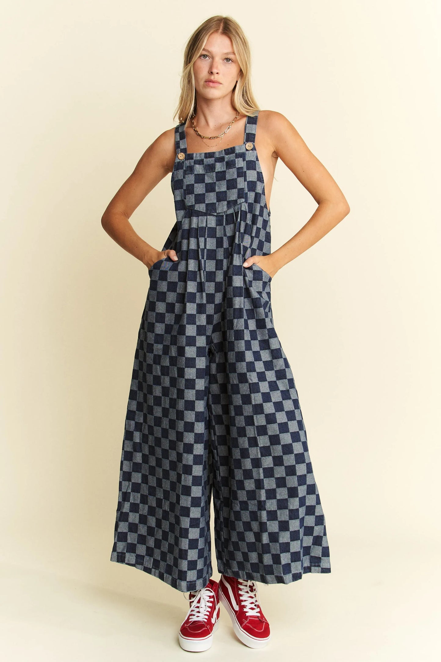 Image of Jade By Jane Denim Checkered Jumpsuit | Queeble.shop