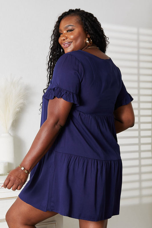 Image of Mandy V-Neck Flounce Sleeve Tiered Dress | Queeble.shop