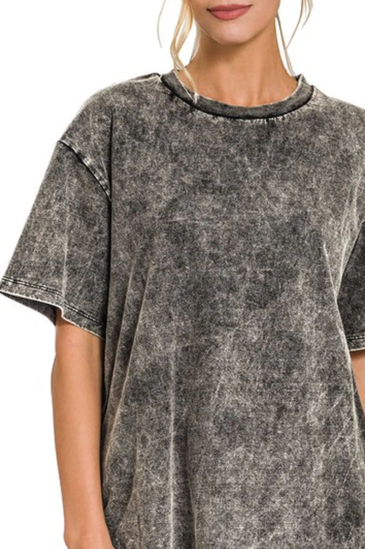 Image of Zenana Washed Short Sleeve Top | Queeble.shop