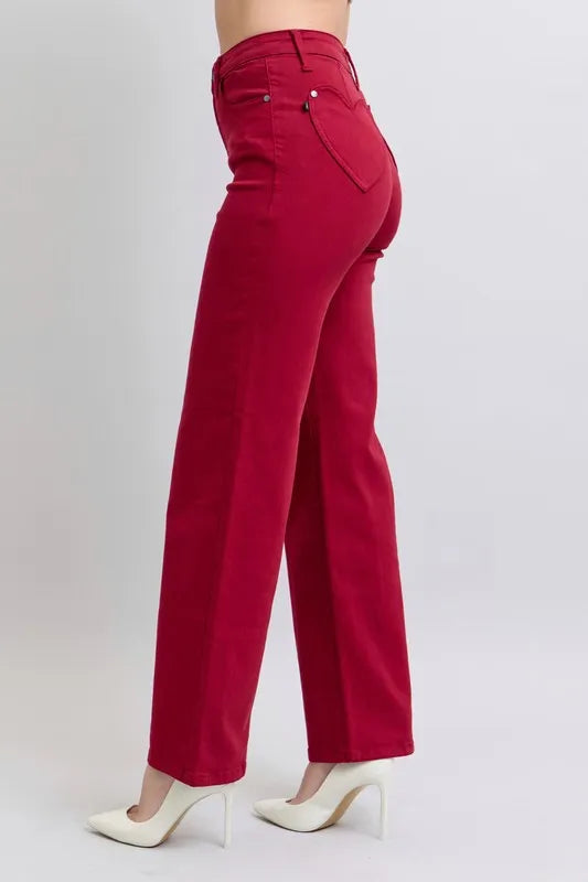 Image of Judy Blue Full Size High Waist Heart Shaped Back Pockets 90's Straight Jeans Plus Size | Queeble.shop