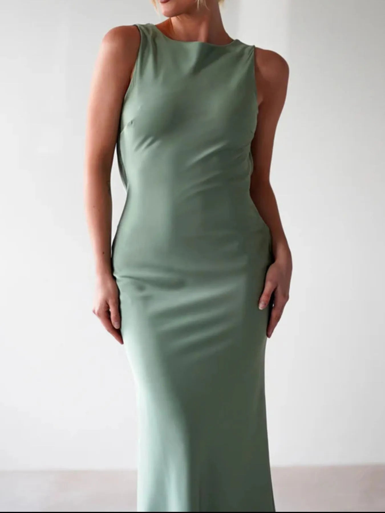 Image of Satin Sleeveless Maxi Dress | Queeble.shop