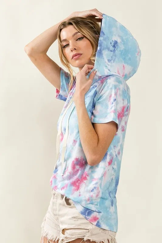 Image of BiBi Tie Dye Terry Hoodie with Drawstring | Queeble.shop