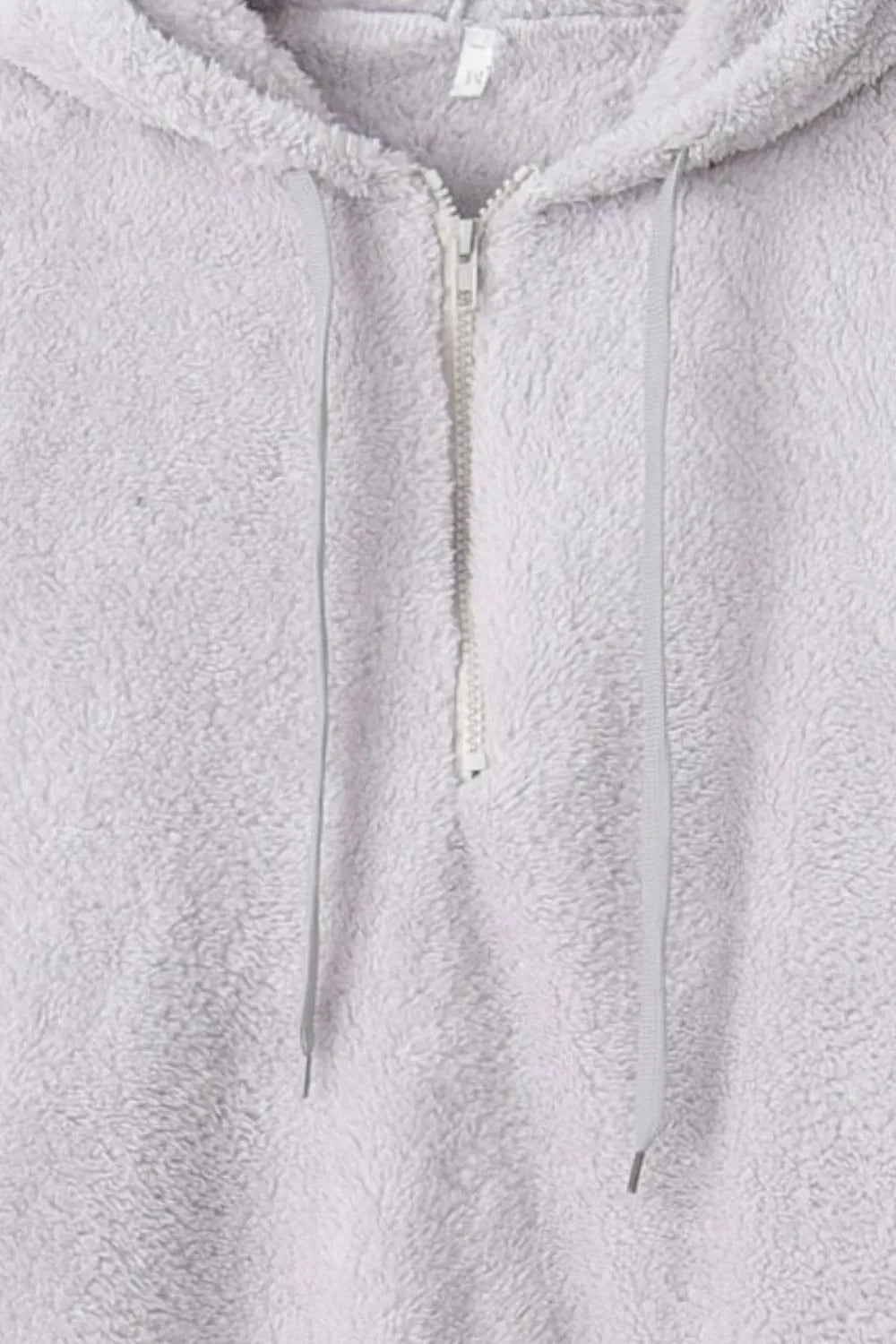 Image of Full Size Quarter-Zip Drawstring Teddy Hoodie | Queeble.shop