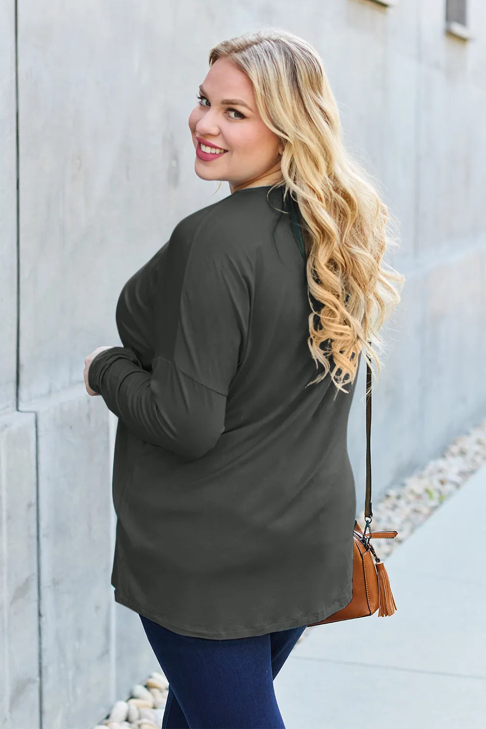 Image of Basic Bae Full Size Round Neck Dropped Shoulder T-Shirt | Queeble.shop
