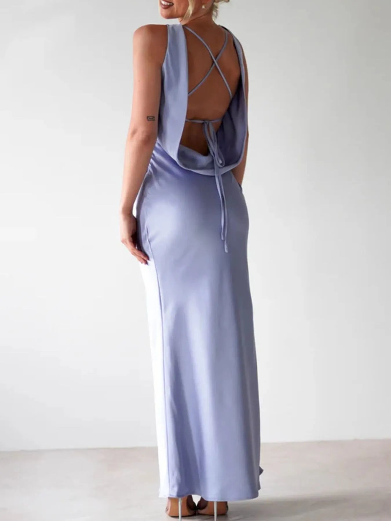 Image of Satin Sleeveless Maxi Dress | Queeble.shop